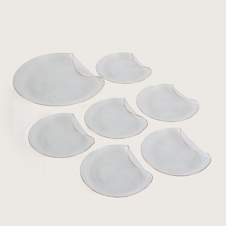 Elegant Appetizer & Snack Plate Set – 1 Large Platter & 6 Small Dishes