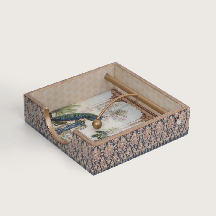 Printed Wooden Napkin Holder | Tissues Holder - Peacock