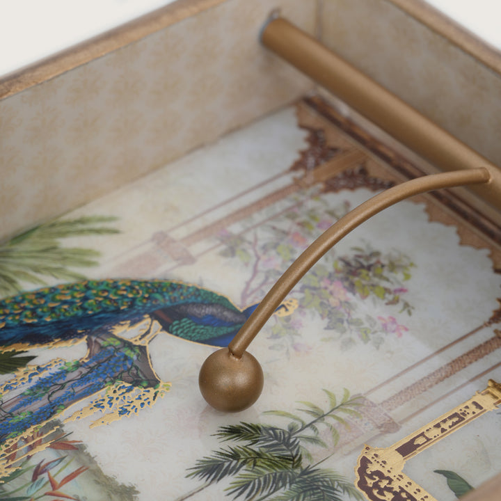 Printed Wooden Napkin Holder | Tissues Holder - Peacock