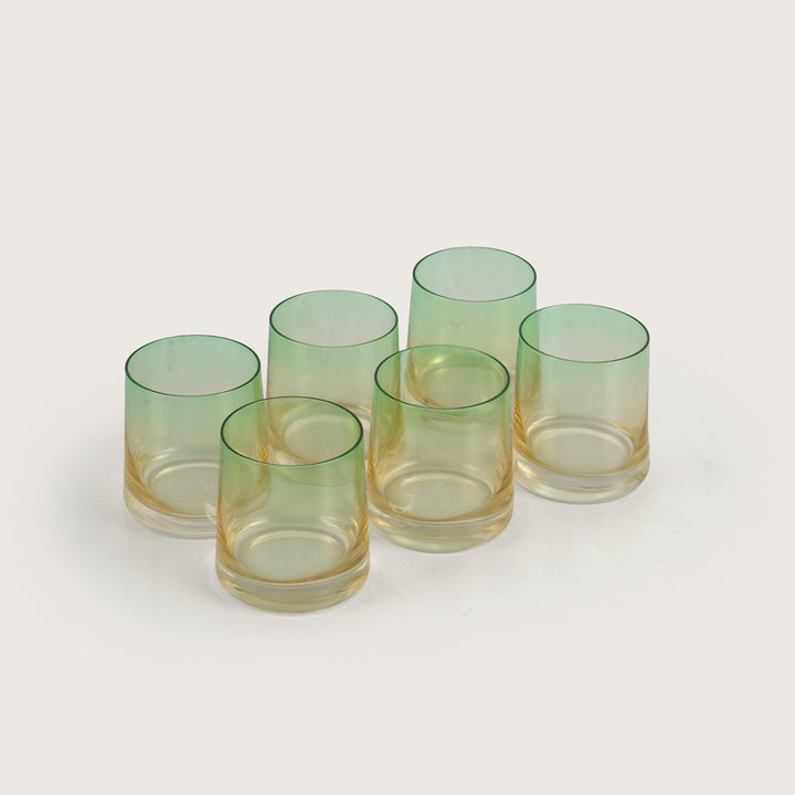 Modern Glass Decanter Set with Spherical Wood Lid and 6 Tumblers