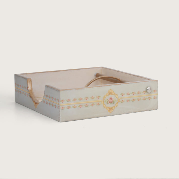 Printed Wooden Napkin Holder | Tissues Holder - Beige