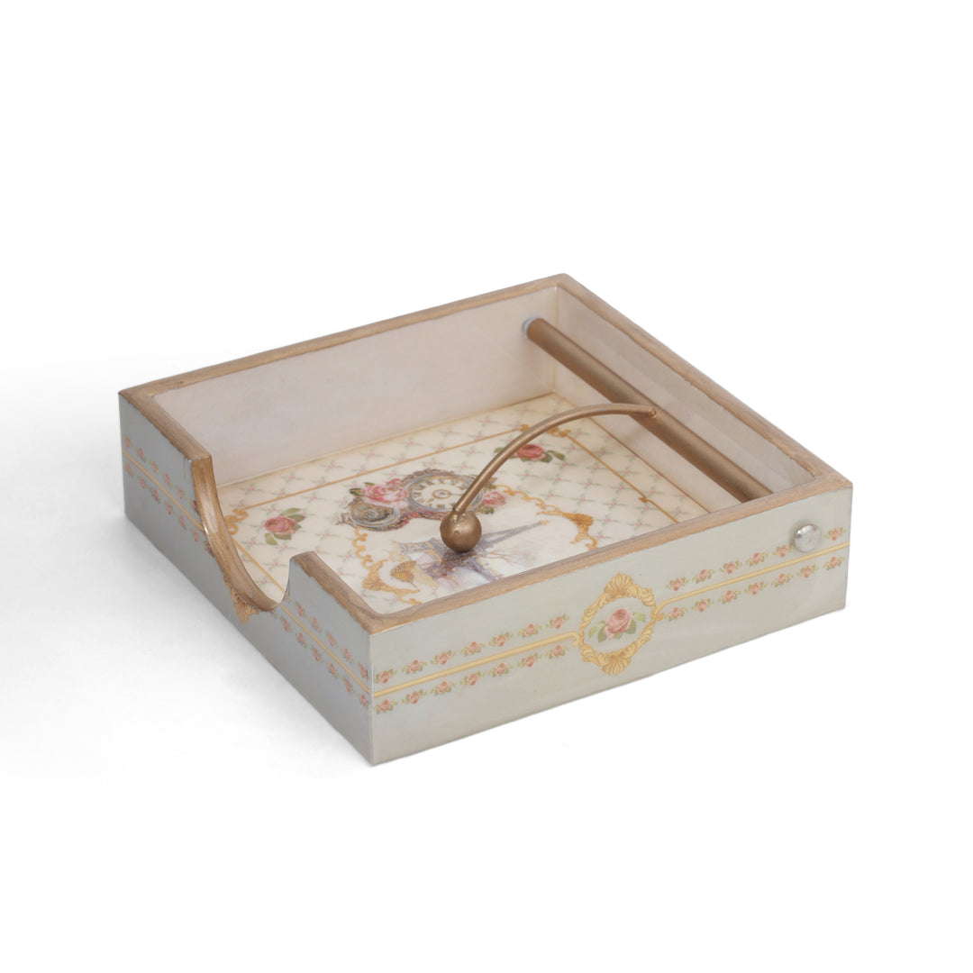 Printed Wooden Napkin Holder | Tissues Holder - Beige