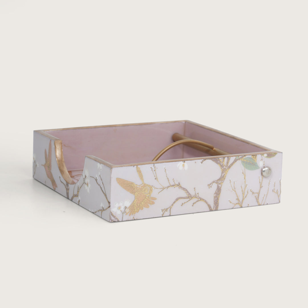 Printed Wooden Napkin Holder | Tissues Holder - White