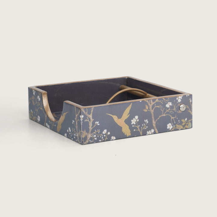 Printed Wooden Napkin Holder | Tissues Holder - Black