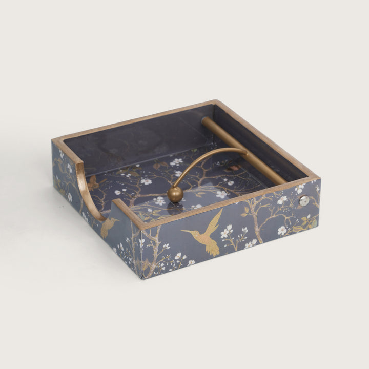 Printed Wooden Napkin Holder | Tissues Holder - Black