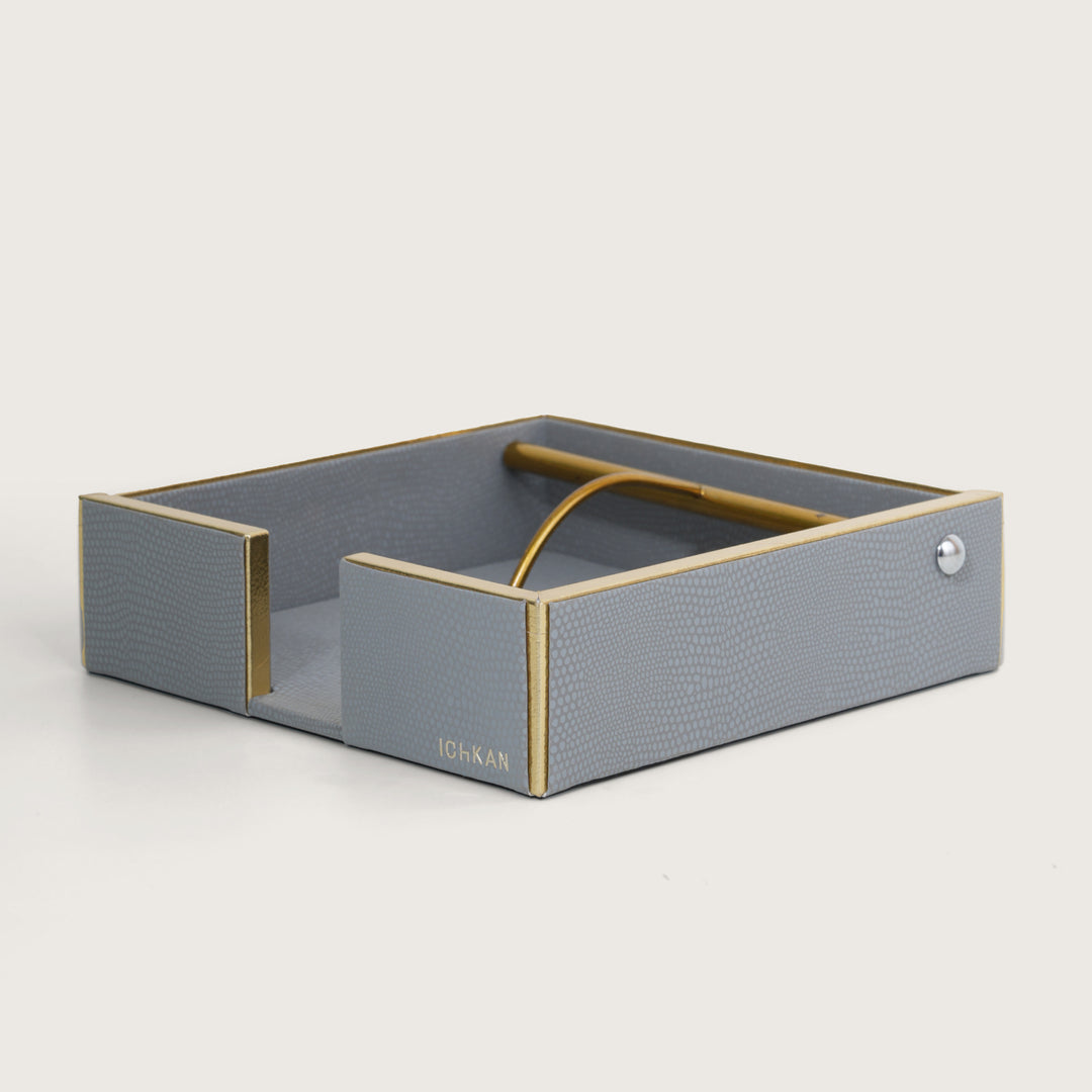 Leather Wooden Napkin Holder | Tissues Holder - Grey