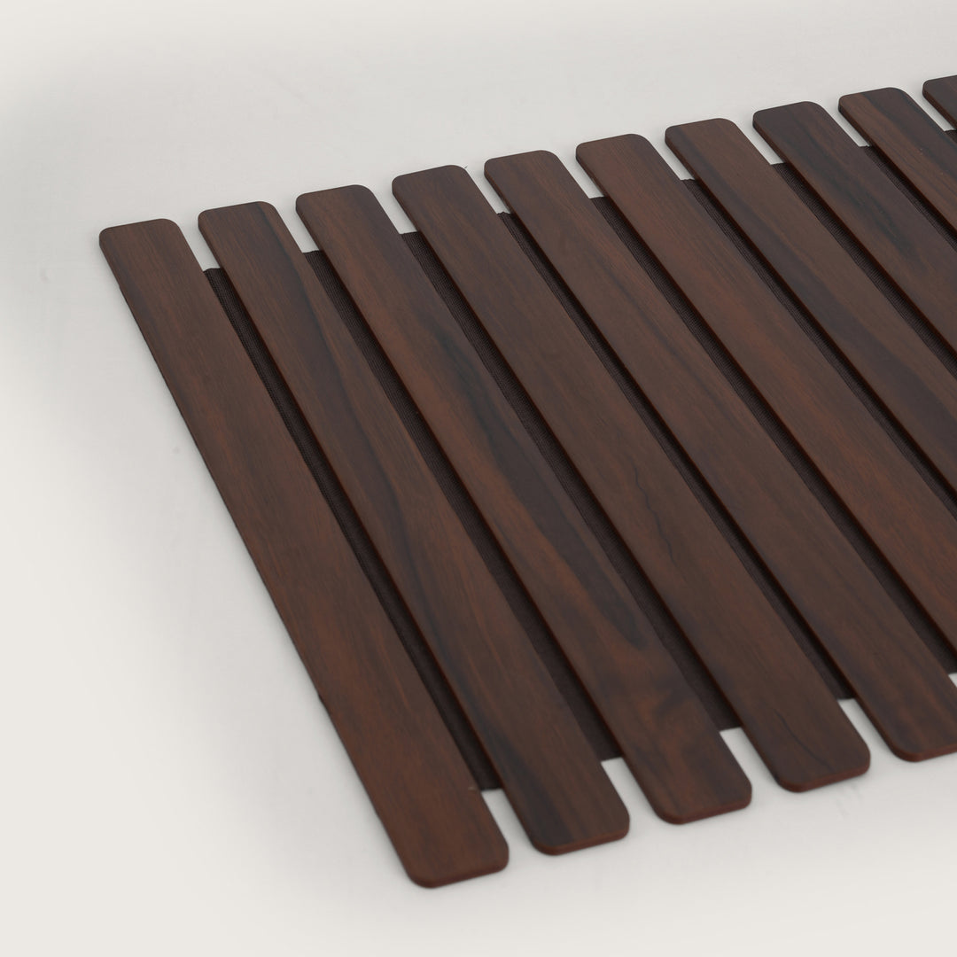 Architectural Slatted Table Runner 14X72 Inches Oak & Dark Brown