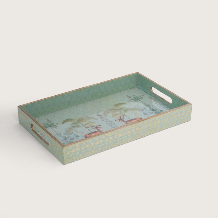 Printed Jungle Deer Tray   for Dining & Serving - Set of 3