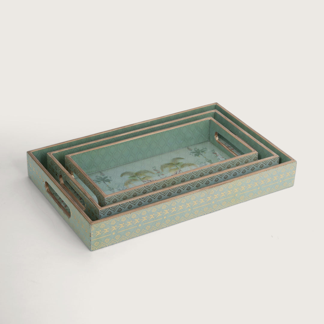 Printed Jungle Deer Tray   for Dining & Serving - Set of 3
