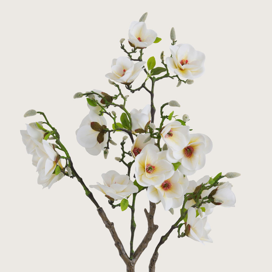 Artificial White Magnolia Tree with Realistic Blooms