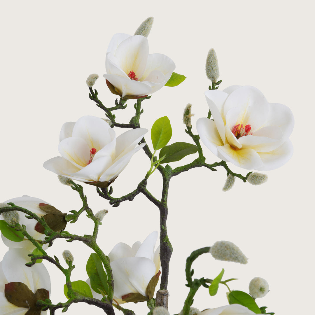 Artificial White Magnolia Tree with Realistic Blooms