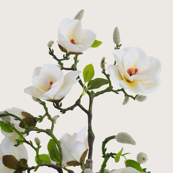 Artificial White Magnolia Tree with Realistic Blooms