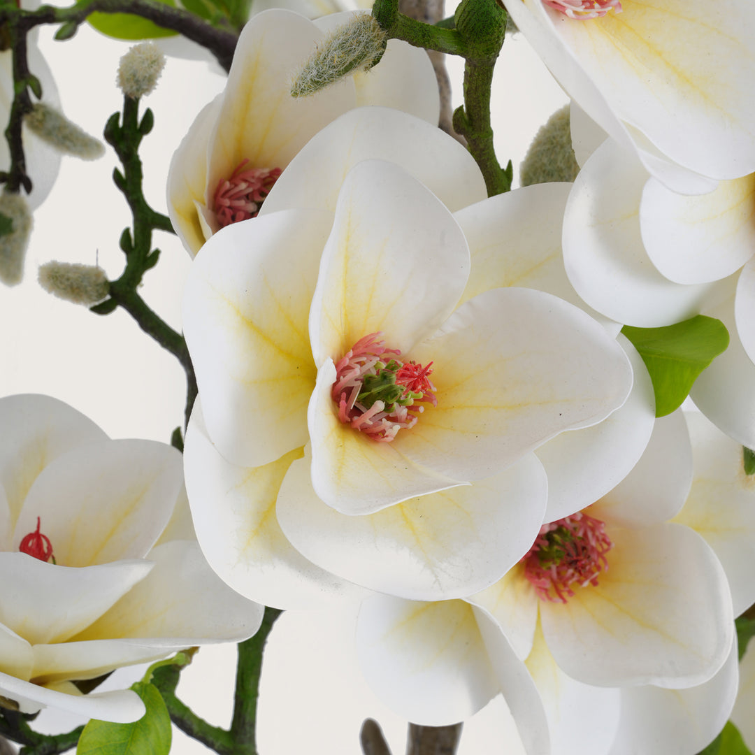 Artificial White Magnolia Tree with Realistic Blooms