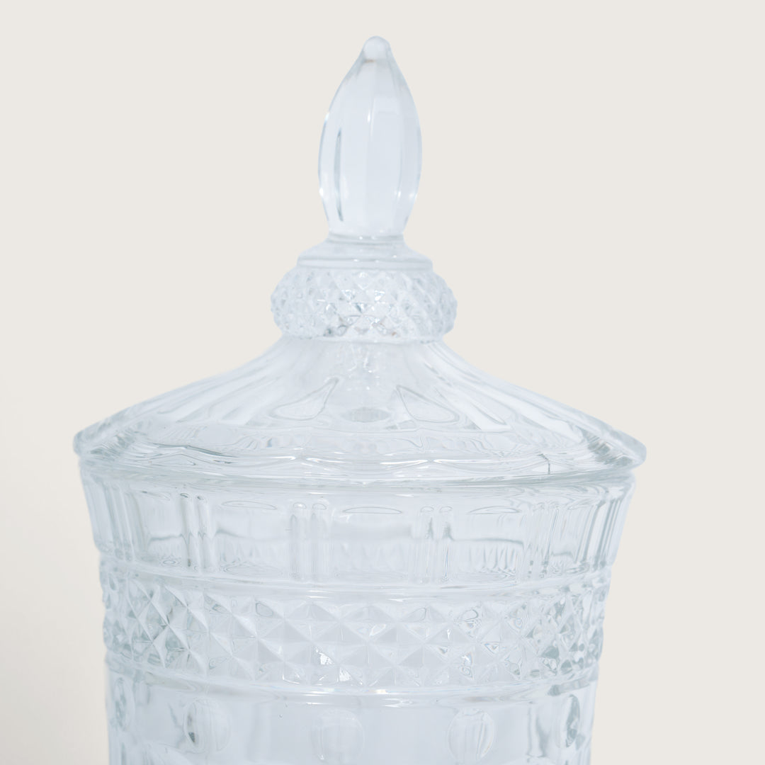 Beverage Glass Dispenser 2000ML with Glass Tumblers 350ML Set of 6 | Ribbed