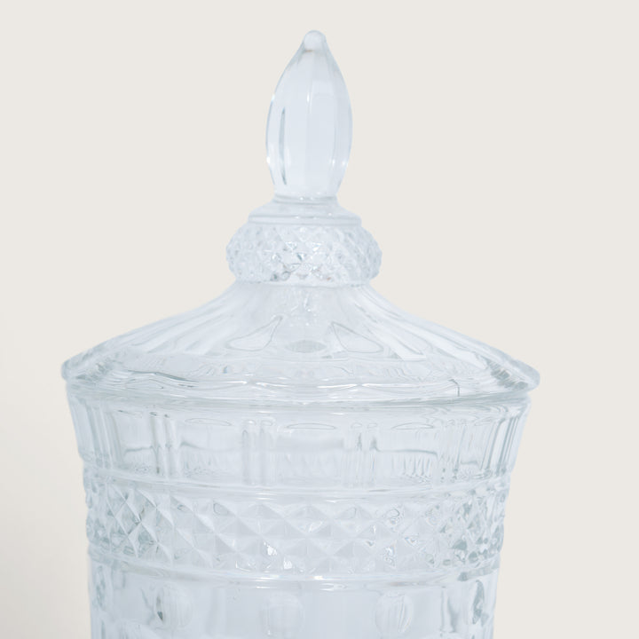 Beverage Glass Dispenser 2000ML with Glass Tumblers 350ML Set of 6 | Ribbed