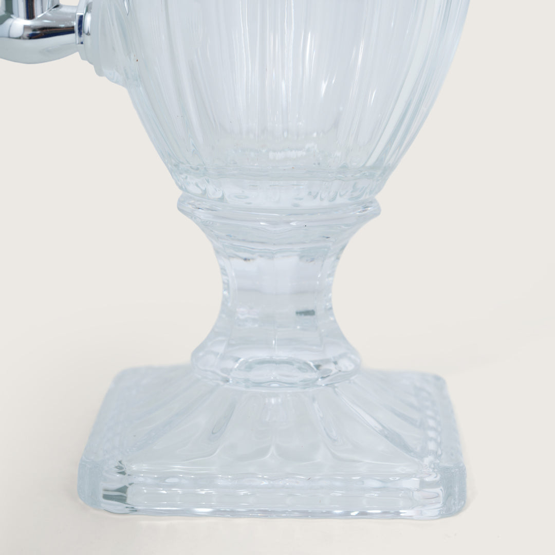 Beverage Glass Dispenser 2000ML with Glass Tumblers 350ML Set of 6 | Ribbed