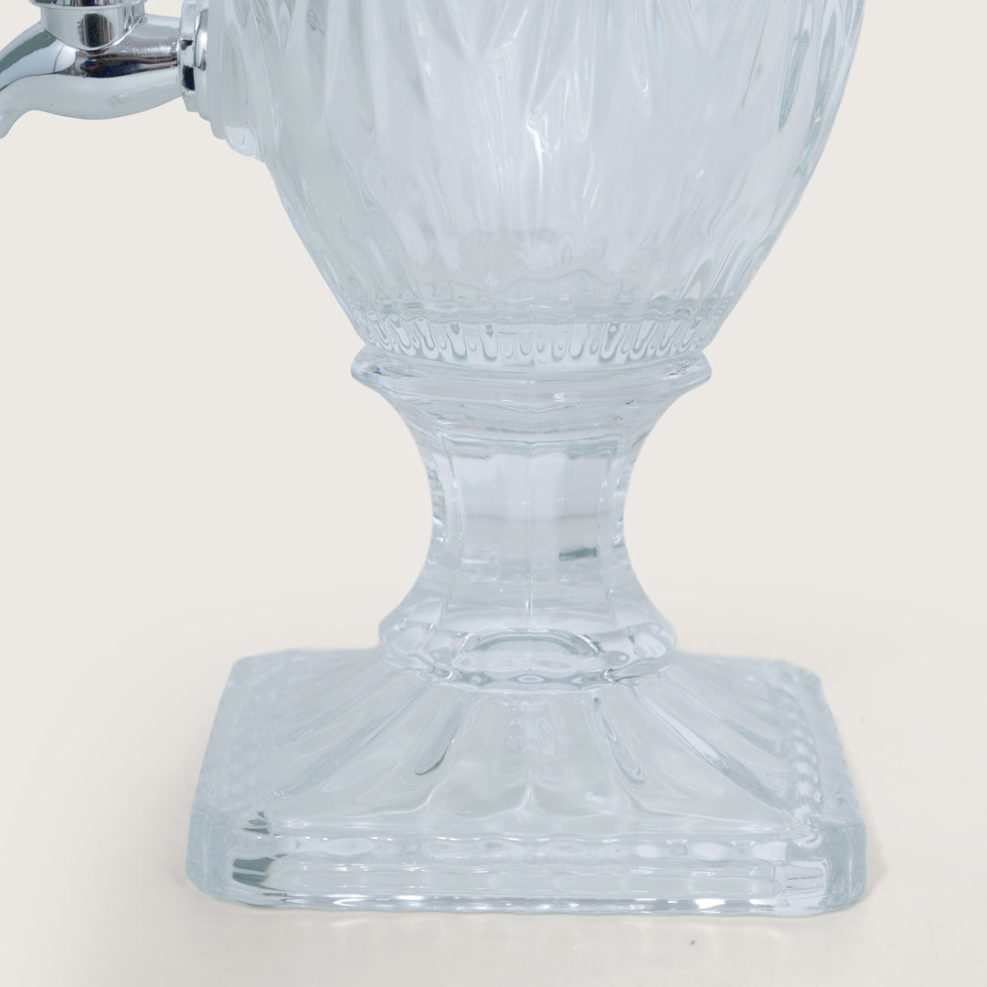 Beverage Glass Dispenser 2000ML with Glass Tumblers 350ML Set of 6 | Stripe
