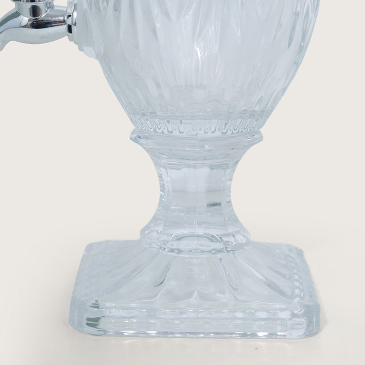Beverage Glass Dispenser 2000ML with Glass Tumblers 350ML Set of 6 | Stripe