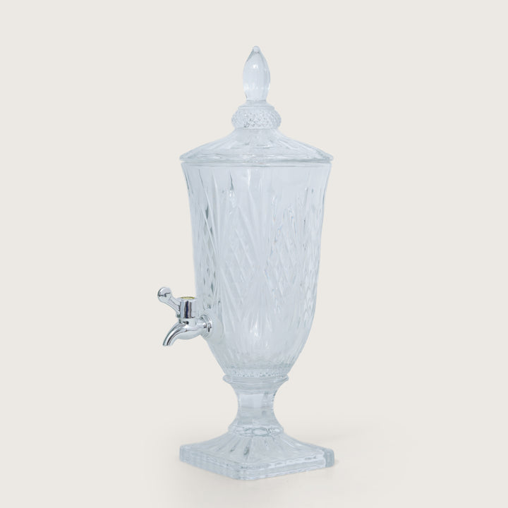 Beverage Glass Dispenser 2000ML with Glass Tumblers 350ML Set of 6 | Stripe