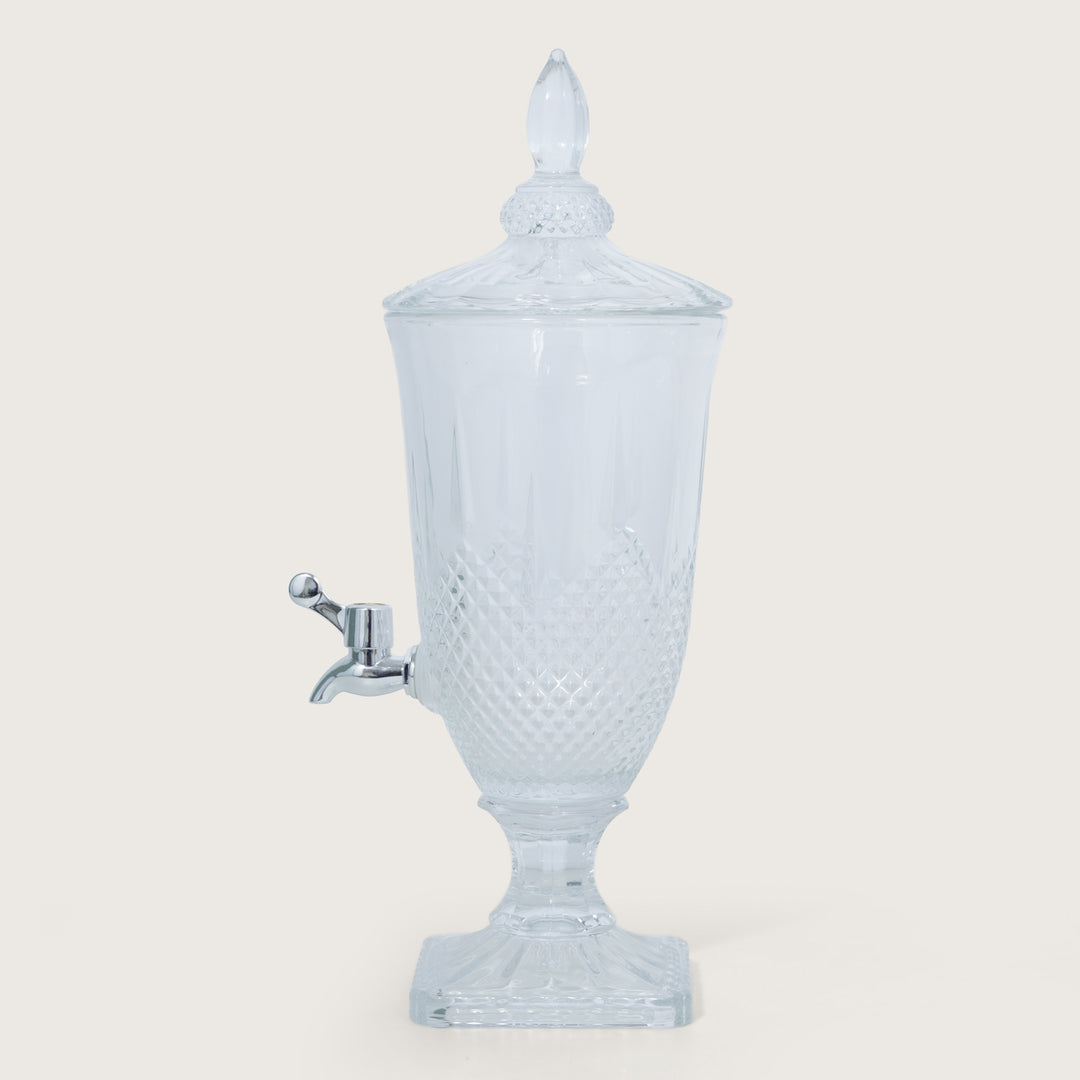 Beverage Glass Dispenser 2000ML with Glass Tumblers 350ML Set of 6 | Diamond