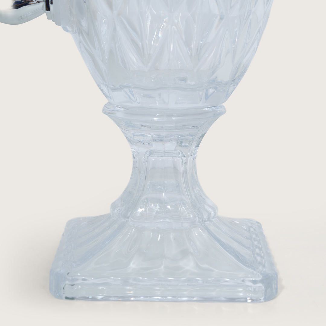 Beverage Glass Dispenser 2000ML with Glass Tumblers 350ML Set of 6 | Crystal