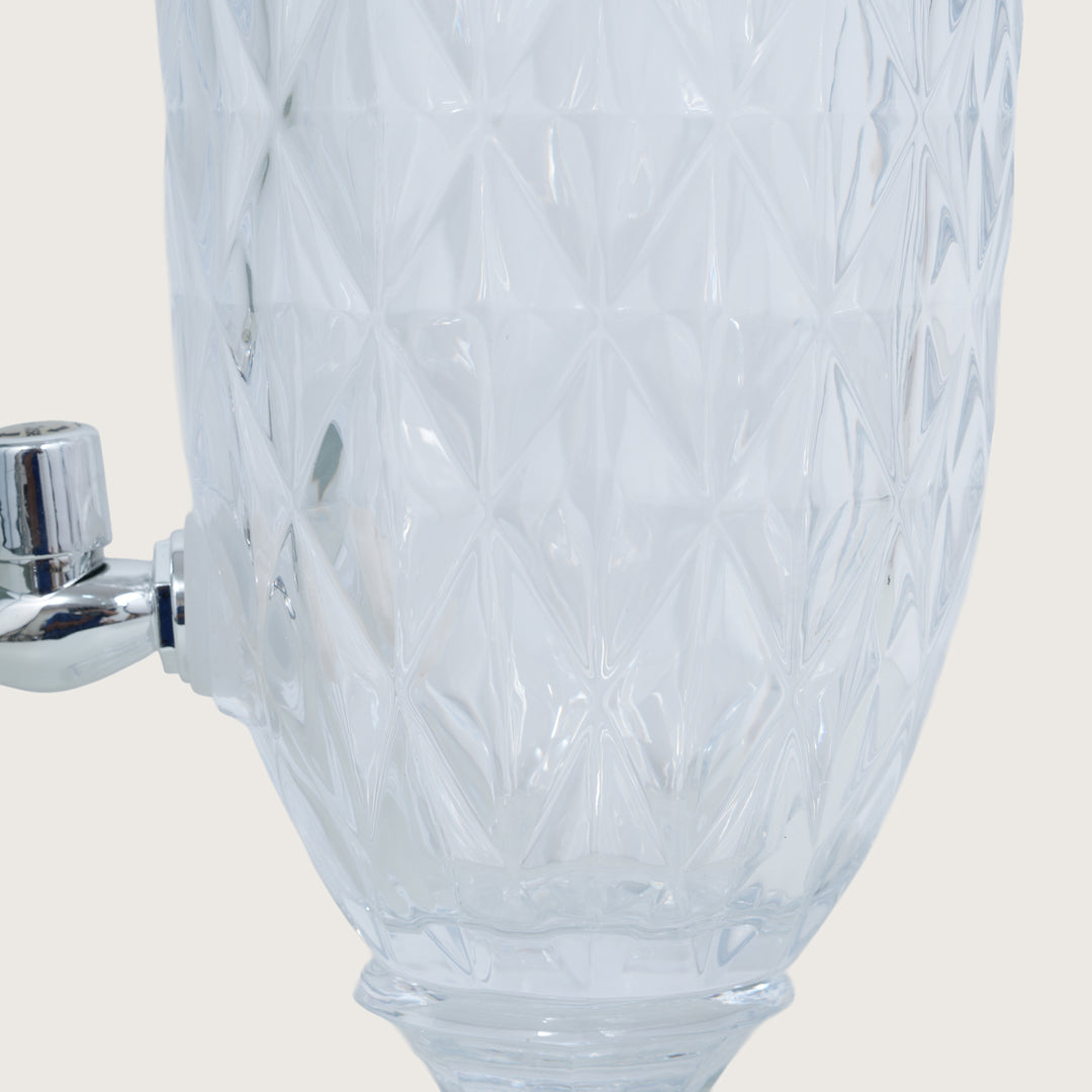 Beverage Glass Dispenser 2000ML with Glass Tumblers 350ML Set of 6 | Crystal