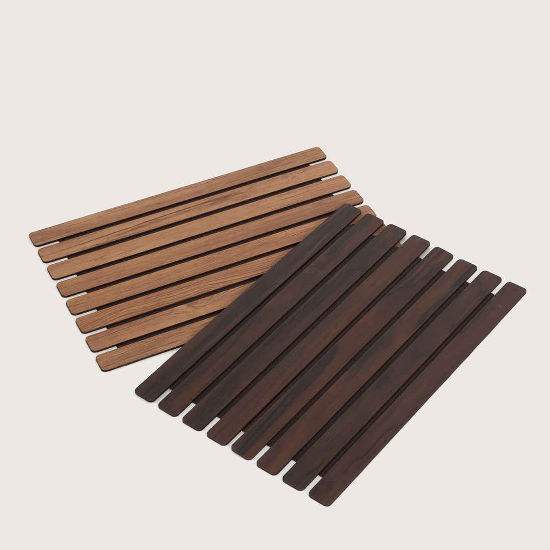 Contemporary Espresso Slat Rectangular Placemat Set of 2
