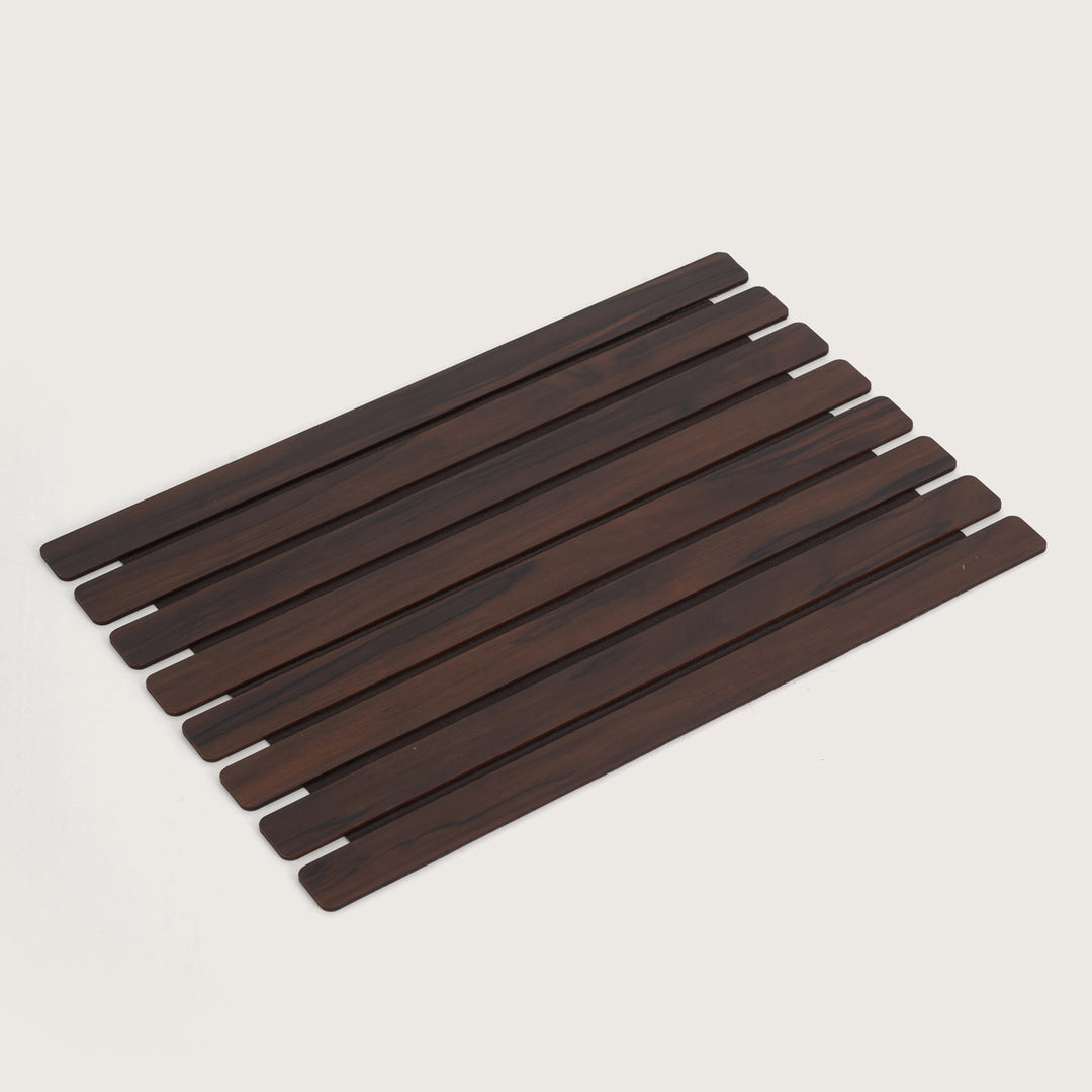 Contemporary Espresso Slat Rectangular Placemat Set of 2