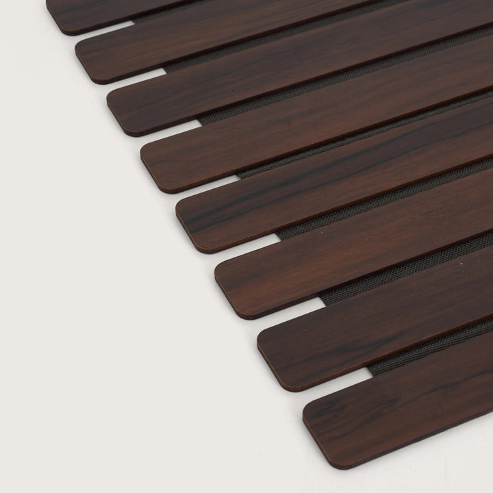 Contemporary Espresso Slat Rectangular Placemat Set of 2