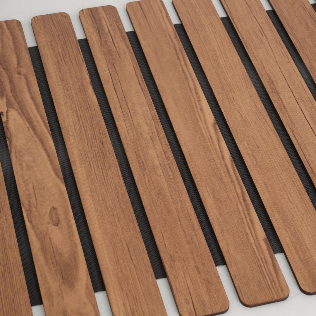 Ornate Medallion Oak-Tone Slatted Placemat 12*18 Inch - Set of 2