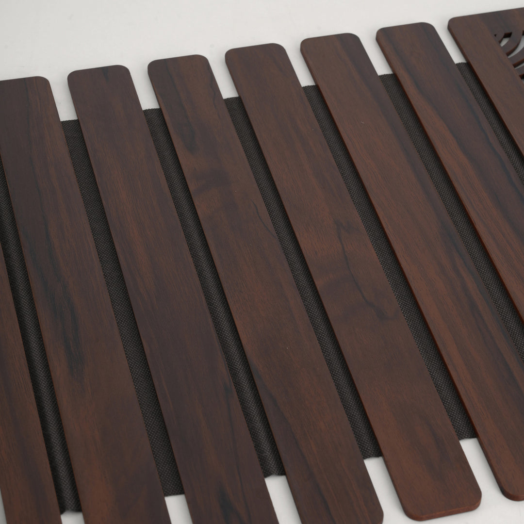Contemporary Espresso Wave-Accent Slatted Placemats 12*18 Inch - Set of 2
