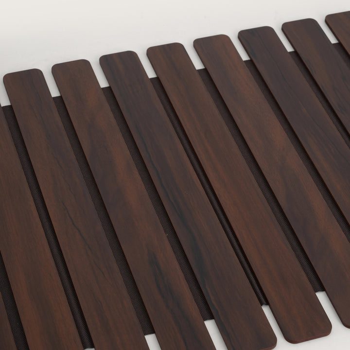 Artisan Slat Table Runner with Laser-Cut Medallions 14*36 Inch Oak & Dark Brown