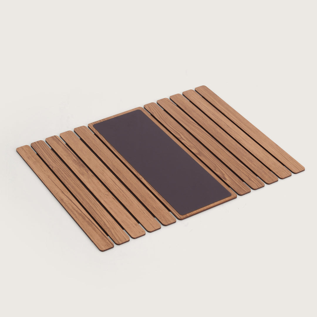Elegant Oak-Tone Flexible Sofa Armrest Tray