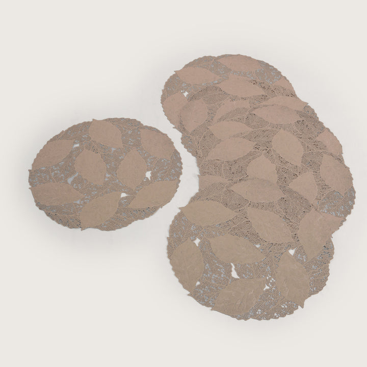 Decorative Leaf Design Placemat Set of 6