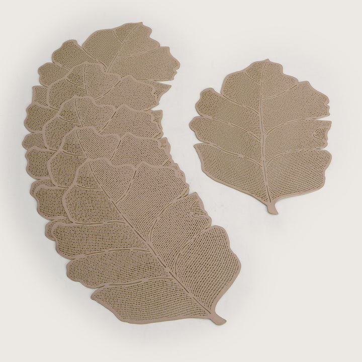 Gilded Botanical Leaf Placemats Set of 6