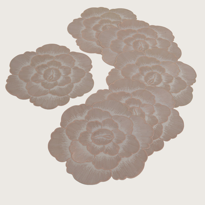 Decorative Camellia Design Placemat Set of 6
