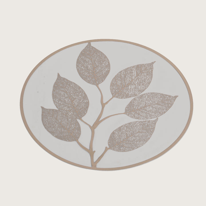 Elegant Leaf Engraved Round Placemat Set of 6