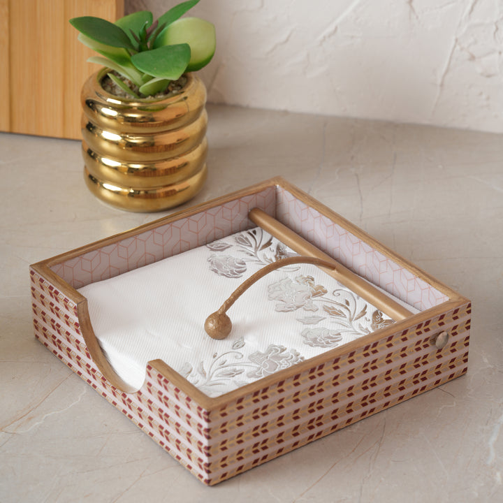 Printed Wooden Napkin Holder | Tissues Holder - Floral