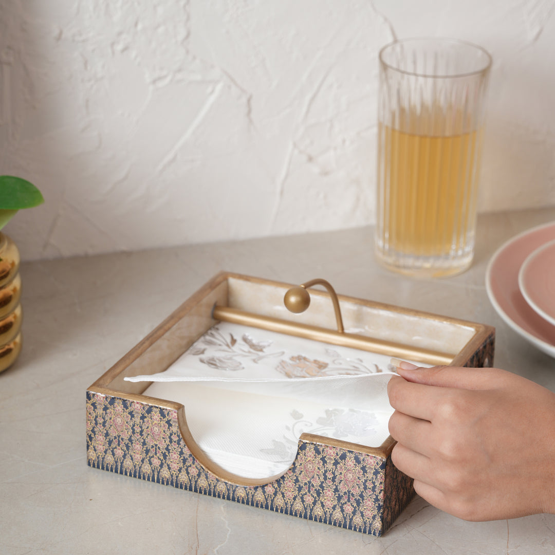 Printed Wooden Napkin Holder | Tissues Holder - Peacock