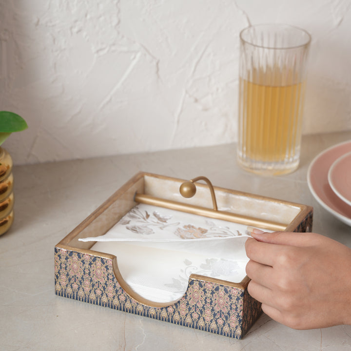 Printed Wooden Napkin Holder | Tissues Holder - Peacock