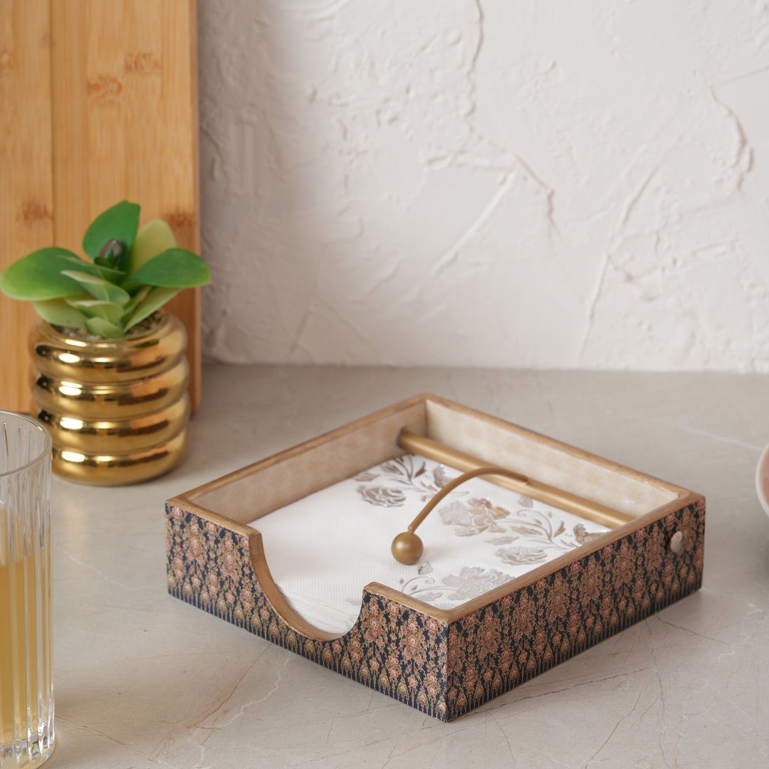 Printed Wooden Napkin Holder | Tissues Holder - Peacock