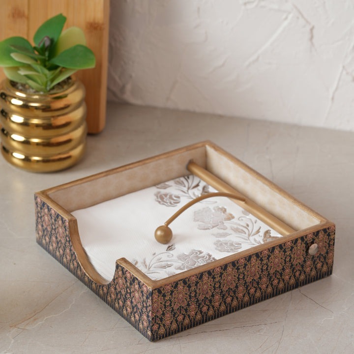 Printed Wooden Napkin Holder | Tissues Holder - Peacock