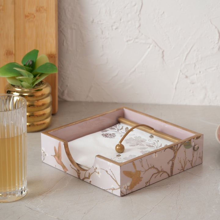 Printed Wooden Napkin Holder | Tissues Holder - White