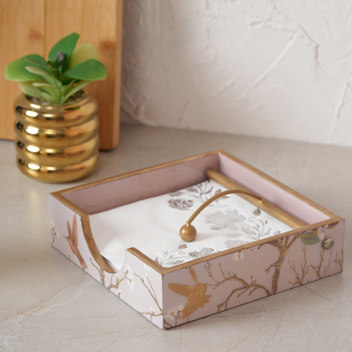 Printed Wooden Napkin Holder | Tissues Holder - White