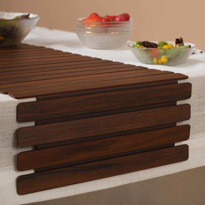 Architectural Slatted Table Runner-14*36 Inches Oak & Dark Brown