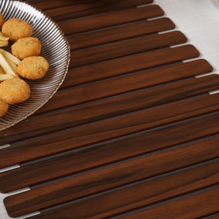 Architectural Slatted Table Runner-14*36 Inches Oak & Dark Brown