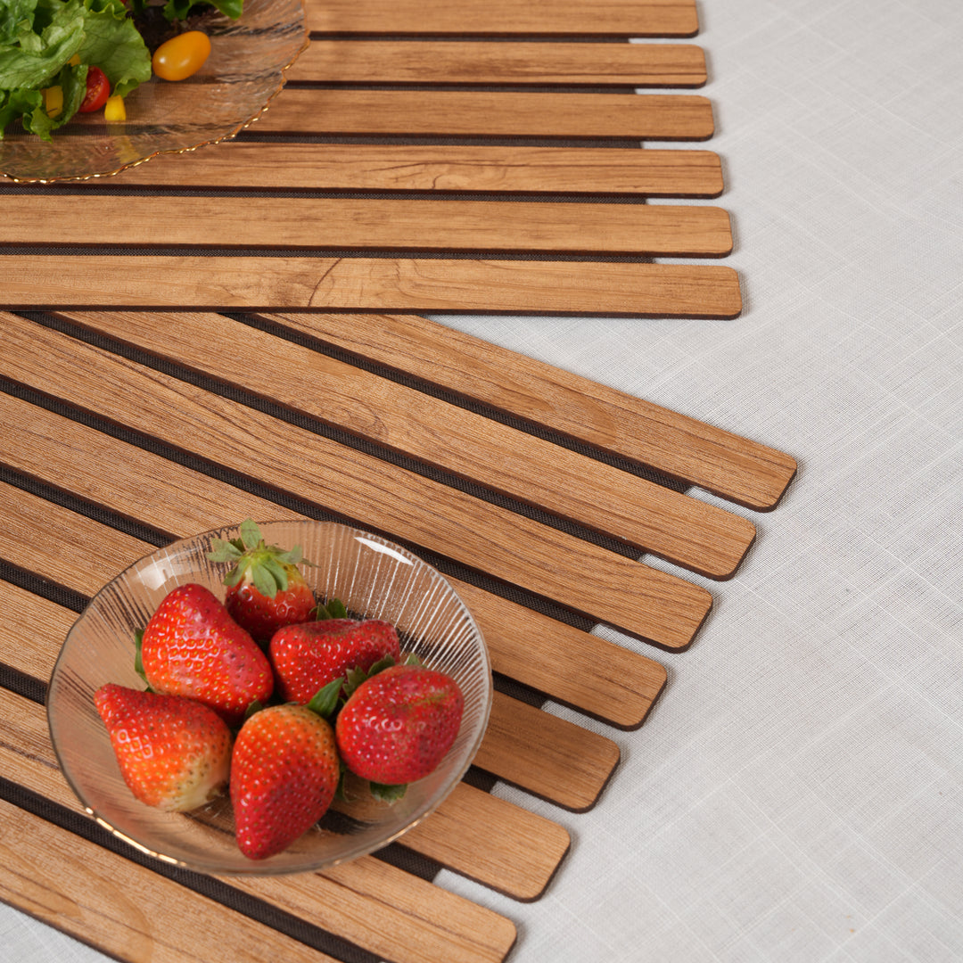 Contemporary Oak-Tone Slatted Placemat Set of 2