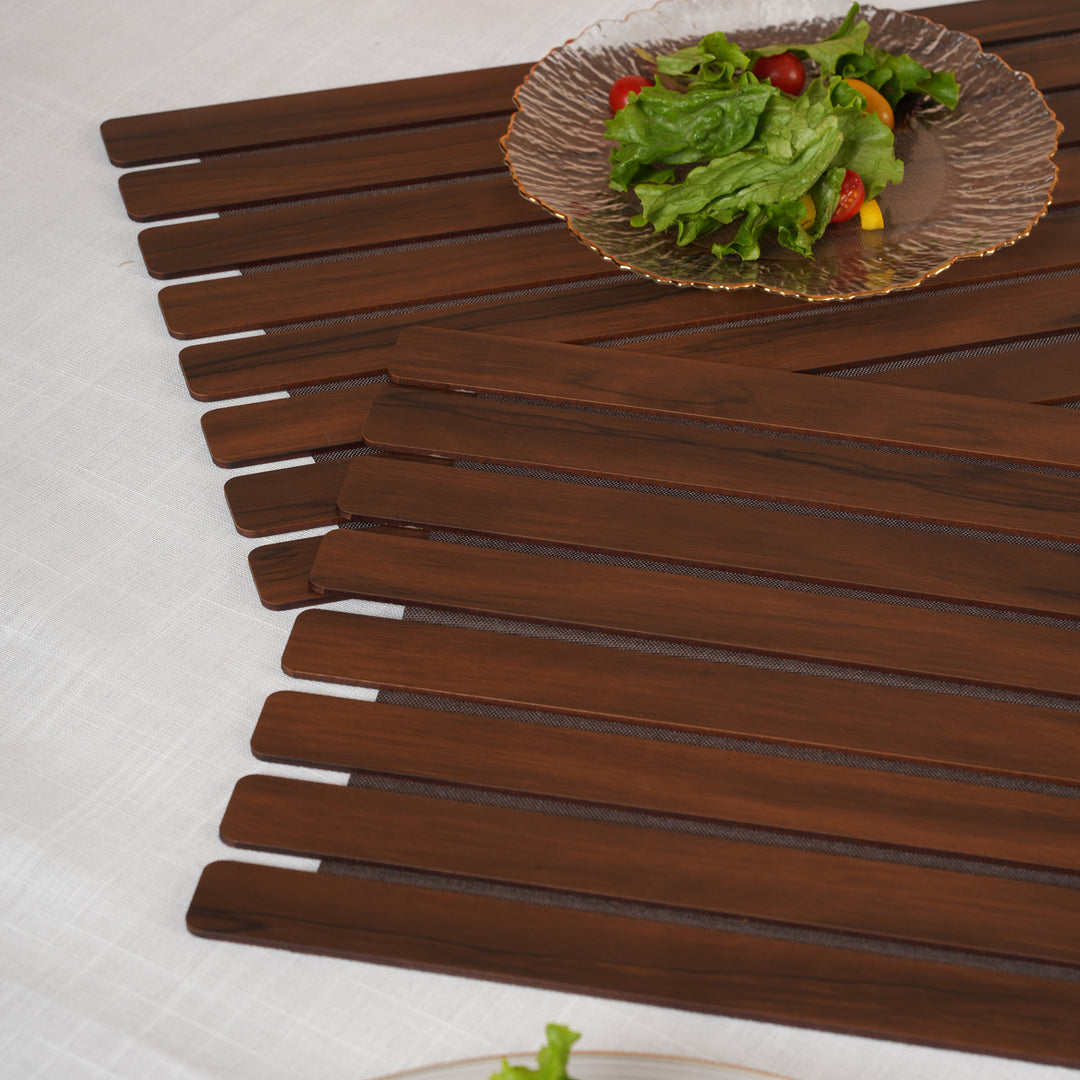 Contemporary Espresso Slat Rectangular Placemat Set of 2