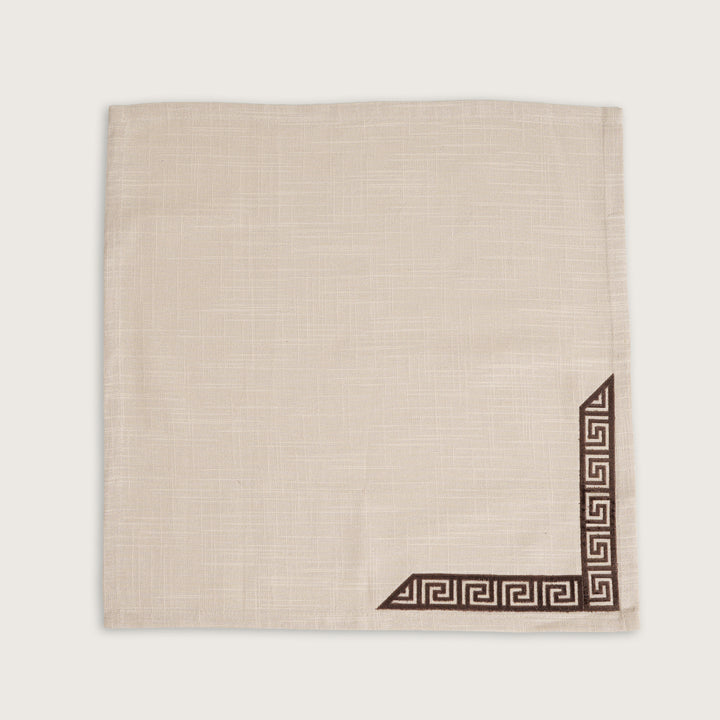 Ivory & Espresso Meander Embroidered Napkins - Set of 6