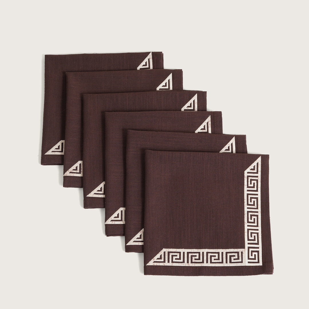 Luxury Greek Embroidered Napkins - Set of 6